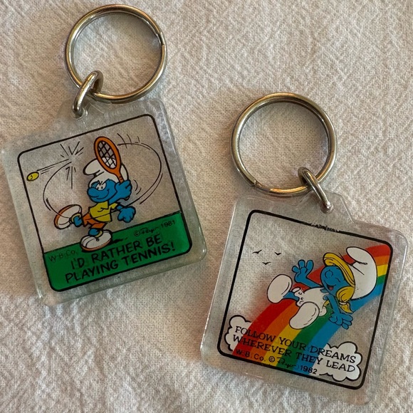 Vintage Accessories - VINTAGE SMURFS Keychains